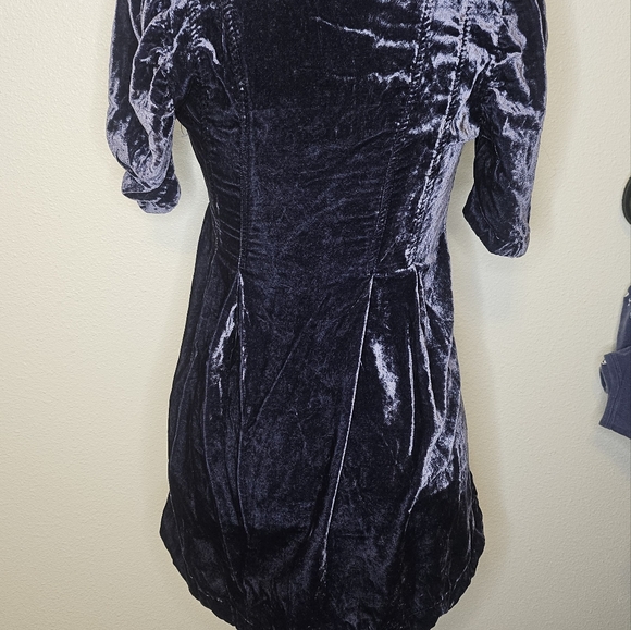 Free People Adelle Velvet Tunic Babydoll Dress Blue Size XS - Picture 4 of 10